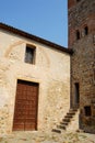 Medieval castle tower in the blue sky of ArquÃÂ  Petrarca Veneto Italy